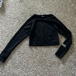 Pink, Tight Long Sleeve Cropped Top, Size Large